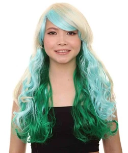 Mixed Color Long Curly Wavy Wig | Fancy Party Event Ready Halloween Wig WH-1765 - Picture 1 of 9