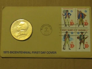 1975 BICENTENNIAL 1ST DAY COVER STAMPS/PAUL REVERE-MEDALLION COIN~TREASURY - Imagen 1 de 10