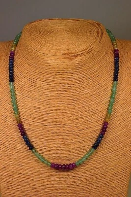 RUBIN SAPHIR SMARAGD KETTE COLLIER 90,80ct.! Classic Heilstein Schmuck Edelstein - Bild 1 von 3