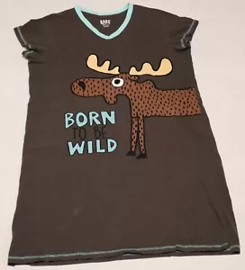 Lazy One Women's "Born Wild" Nightgown Moose Print size S/M - Picture 1 of 5