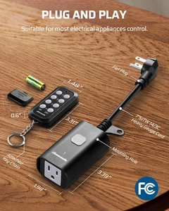 Outdoor Remote Control Outlet, 15A Wireless Remote Control Switch, 100FT Cont... - Picture 1 of 1