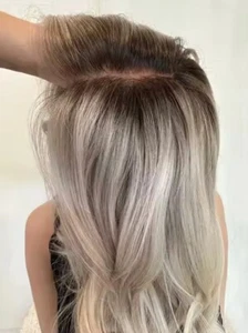 Ombre blonde gewellte Perücken 13x4 Lace Front Perücke 100% Echthaar Perücken - Bild 1 von 7