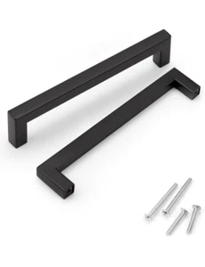 25 pack KNOBWELL Black Cabinet Handles 8 inches Stainless 7-9/16  Hole Center. - Picture 1 of 3
