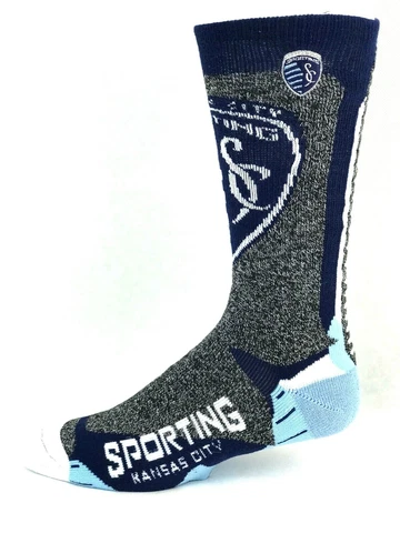Kansas City Sporting Soccer Gray Marbled & Blue Downtown Deuce Crew Socks Cover