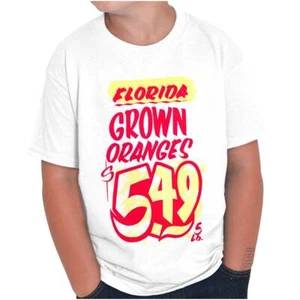 Retro Florida Grown Oranges Supermarket Food Youth Crewneck T Shirts Boy or Girl - Picture 1 of 7