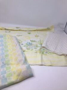 Vintage Baby Linens Cutter Lot *Stains Holes* Flannel Fabric Crib Sheet