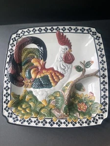 VTG CBK 1998 Rooster Ceramic Platter Chip & Dip Charcuterie Cocktail Servingwear - Picture 1 of 12