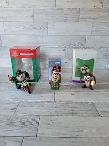 3 Looney Tunes Taz Teufel Motorrad Weihnachtsschmuck Lot Set Punze Y2K Box - Bild 1 von 16