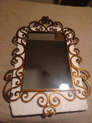 Vintage wrought iron bronze labarge wall mirror model 1505  great condition Cover