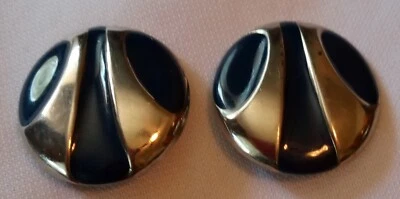 Pendientes Mujer Esmalte Azul Marino y Plata Vintage Clip En Envío Gratis Foto 1 de 4