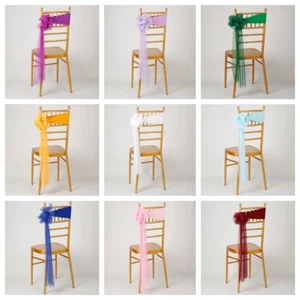 10 PCS Stretch Spandex Sashes Tulle Flower Chair Cover Banquet Wedding Decor - Picture 1 of 16