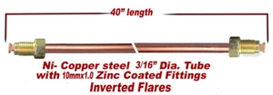 3/16" Brake Line 40 INCH  Nickel- Copper 10mm x 1.0 Tube Nuts inverted Flare - Picture 1 of 4