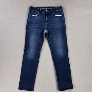 American Eagle 32x32 Original Straight Jeans Next Level Airflex Flaw Patched - Picture 1 of 13