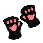Cat Paw Thicken Keep Velvet Half Finger Cute Travel(Black ) ECM
