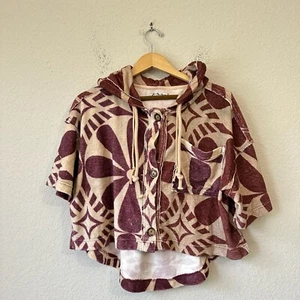 WE THE FREE Terry Cardi Hoodie Womens XS Terracotta Geometric Pullover Boho NWT - Picture 1 of 11