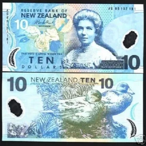 New Zealand 10 DOLLARS P-186 2005 Rare Date Polymer UNC NZ World Currency NOTE - Picture 1 of 6