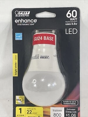 Feit 60-Watt Equiv A19 Dimmable GU24 Base CEC Color Changing LED Light Bulb - Image 1 of 2