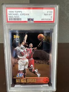 Michael Jordan 1996 Topps #139 NBA 50th PSA 8 NM-MT Silver Foil HOF Chi. Bulls