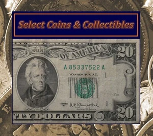 1977 (A) $20 Twenty Dollar Bill Federal Reserve Note Boston Currency #3125 - Picture 1 of 4