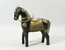 CHEVAL BOIS et LAITON , Inde, 20 cm,  mondo-cheval, horse