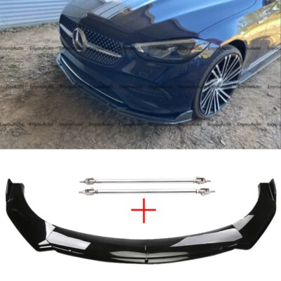 For Mercedes-Benz CLS350 CLS400 Front Bumper Lip Spoiler + Strut Rods Black - Image 1 of 4