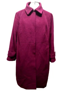 Vtg Talbots Women's Petites Plum Wool Alpaca Blend Hidden Buttons Pea Coat 22WP - Picture 1 of 12
