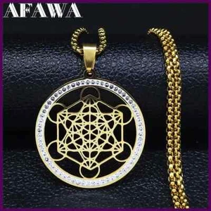 Collar Colgante Flor de la Vida Acero Inoxidable Cristal Metatrón Geometría Sagrada - Imagen 1 de 31