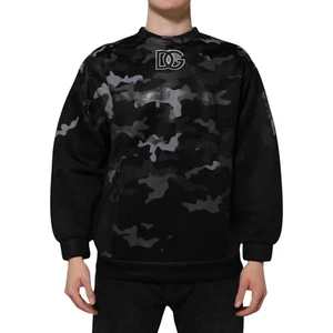 DOLCE & GABBANA Sweater Black Camouflage Roundneck Men Sweatshirt IT52/US42/XL - Picture 1 of 8