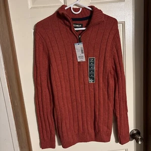 Outdoor Life Sueded Sweater Adult Medium Pumpkin Mel Pullover Mens 1/4 Zip NWT - Picture 1 of 4