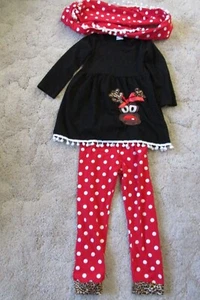 Boutique Girls Reindeer Tunic Ruffle Leggings & scarf Winter Outfit Sz 2XL /@10 - Picture 1 of 5