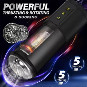 Male Masturbator Automatic HandsFree Rotating Cup Thrusting Stroker Mens Sex Toy - Picture 1 of 17