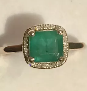 1.75CTW NATURAL EMERALD AND REAL DIAMONDS RING IN 10k GOLD - Foto 1 di 12