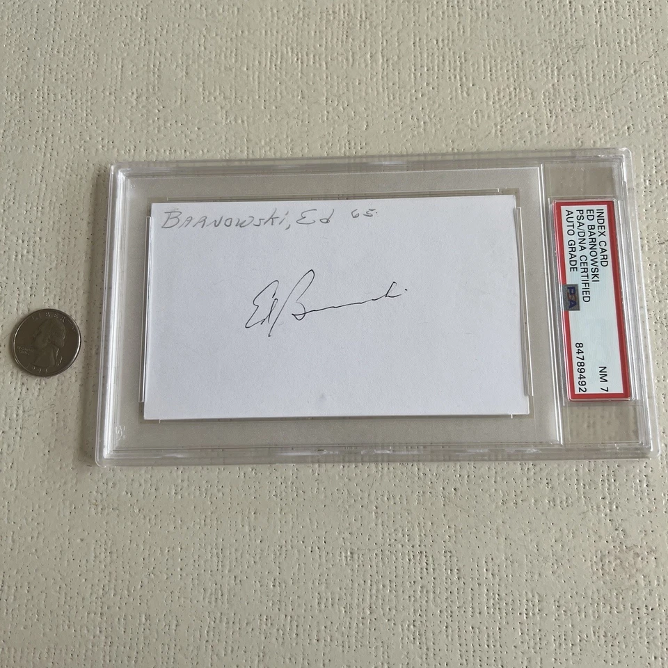 Ed Barnowski Signed Index Card 3x5 PSA Slabbed Graded NM Baltimore Orioles - Image 1 of 2