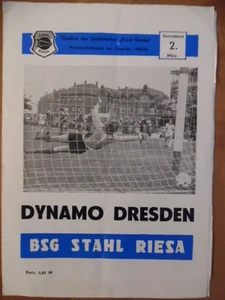 BSG Stahl Riesa - Dynamo Dresden 2.3. 1985 Fußball-Oberliga Fußballprogramm 74 - Picture 1 of 1