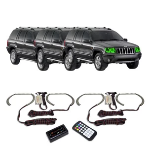 RGB Multi Color Bluetooth Headlight Halo kit for Jeep Grand Cherokee 99-04 - Picture 1 of 11