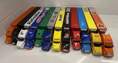 Lot of 10 NASCAR Diecast Hauler Trucks Valvoline Kellogg’s M&Ms Tide McDonalds - Image 1 of 4