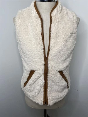Cripple Creek Vest Women's Sz S Sherpa Fleece Faux Leather Western Cowgirl Cream - Image 1 of 4