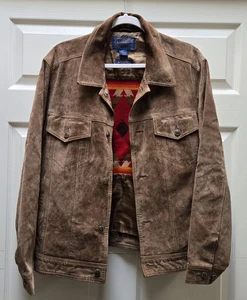 Pendleton High Grade Western Wear Aztec Suede Wool Bomber Jacket Mens Small - Picture 1 of 19