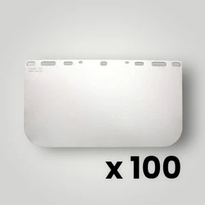 100 Pack CONDOR 4EZC5 Faceshield Visor Polycarb 8 x 15-1/2in Clear Uncoated - Picture 1 of 5