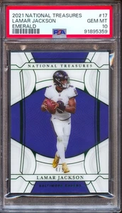 2021 Panini National Treasures Lamar Jackson Emerald #/5 PSA 10 POP 1 TOUGH! - Picture 1 of 2