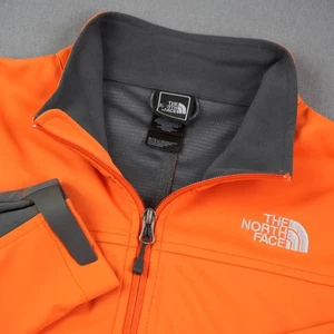 The North Face Softshell Jacket Orange Gray Full Zip Outdoor Performance Mens S - Picture 1 of 10