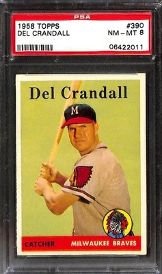 1958 Topps #390 Del Crandall PSA 8 casi nuevo-como nuevo 06422011  Foto 1 de 3