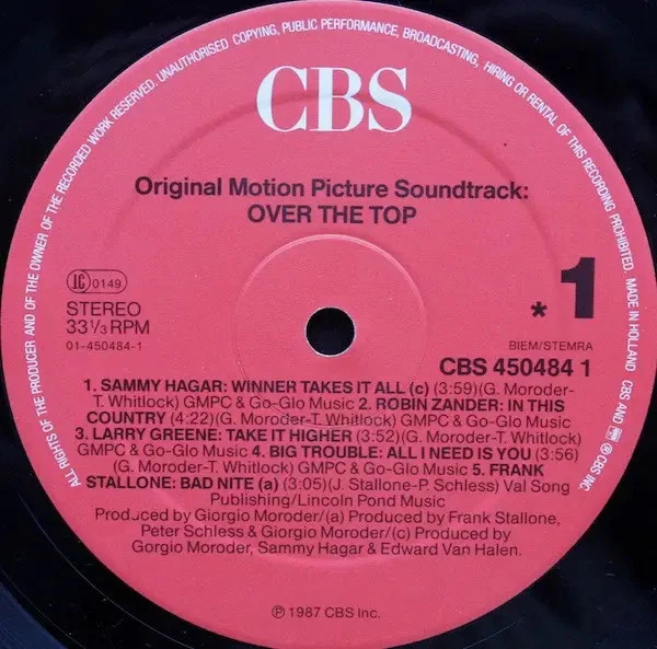 Over The Top (Original Motion Picture Soundtrack) Various CBS Vinyl LP - Bild 1 von 1