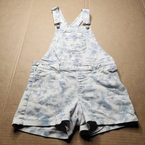 Jordache Overalls Girls Large 10-12 Blue & White Tye Dye Denim Shorts Shortall - Picture 1 of 3