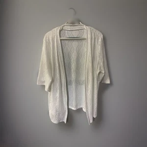Cardigan estivo SHEIN curvo taglia 2XL donna aperto davanti bianco busto 46” L 27” - Foto 1 di 5