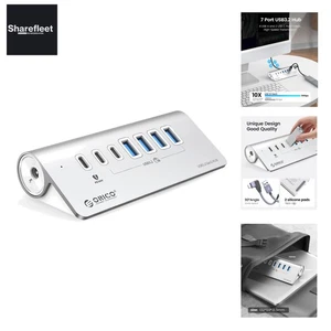 Hub USB, Hub USB C 3.2 Gen 2, Distributeur USB 7 Ports 10 Gbps avec 4 USB A, 2 USB... - Photo 1/10