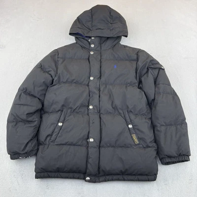 Polo Ralph Lauren Jacket Boys Large 14-16 Black Puffer Down Hooded Coat Pony - Image 1 of 4