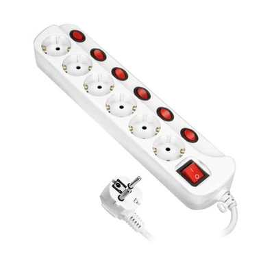 6 Way Power Strip Power Strip Individually Switchable Master On/Off Max 3680W - Image 1 of 4