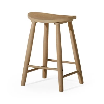 Maven Lane Luna Counter Stool in Light Oak Wood Finish, Set of 2 (Open Box) - Image 1 of 4