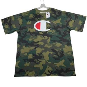 Champion Camo T-Shirt Herren Gr. 3XLT Big Logo Crewneck Streetwear Grün Neu - Bild 1 von 10